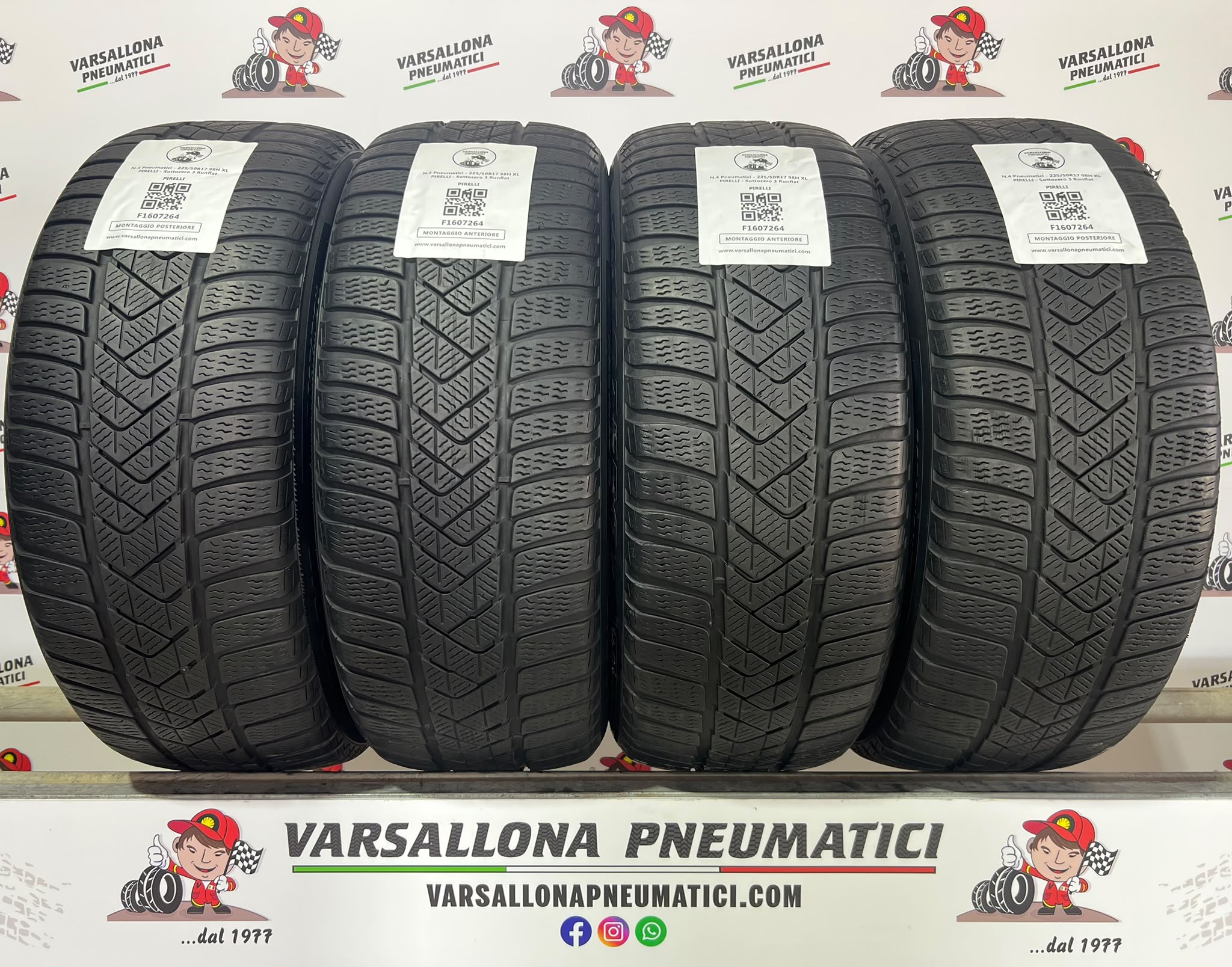 N.4 Pneumatici - 225/50R17 98H XL PIRELLI - Sottozero 3 Runflat