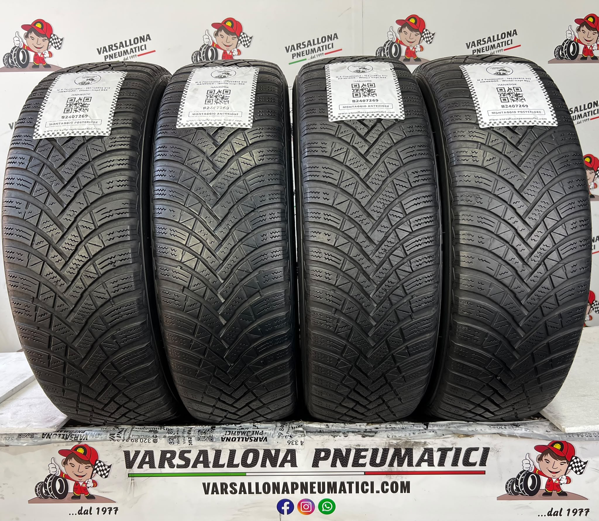N.4 Pneumatici - 195/65R15 91T HANKOOK - Winter icept RS3