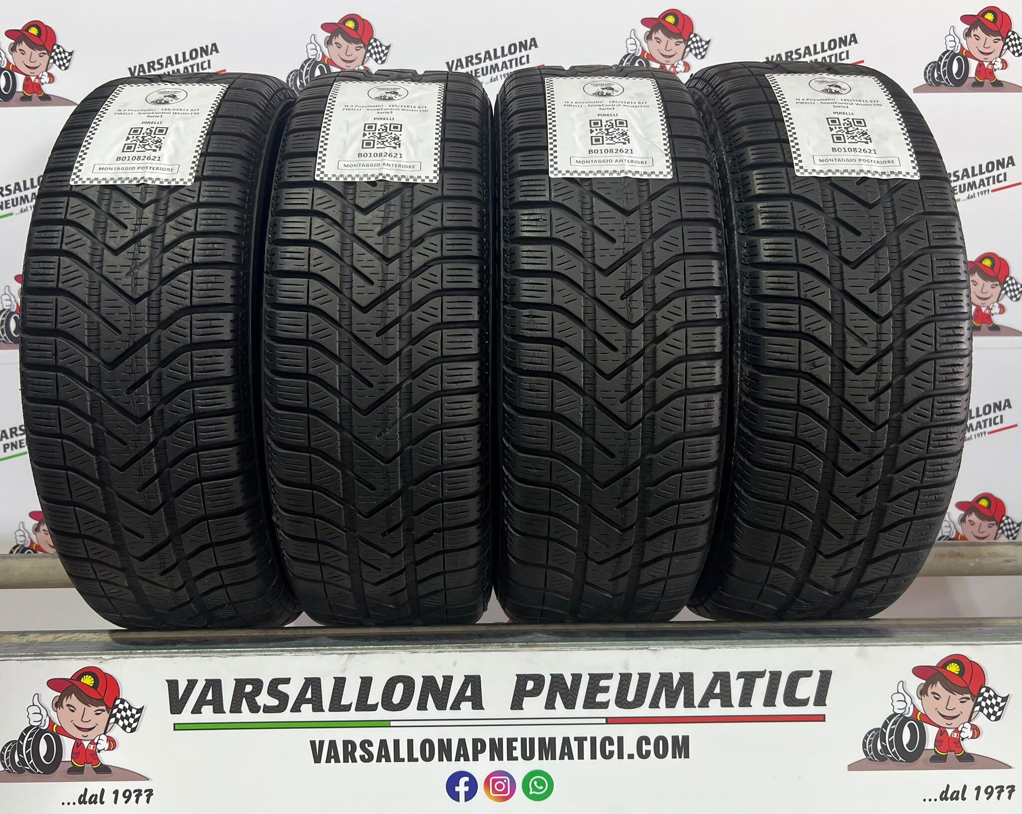 N.4 Pneumatici - 185/55R15 82T PIRELLI - Snow Control Winter 190 Serie3