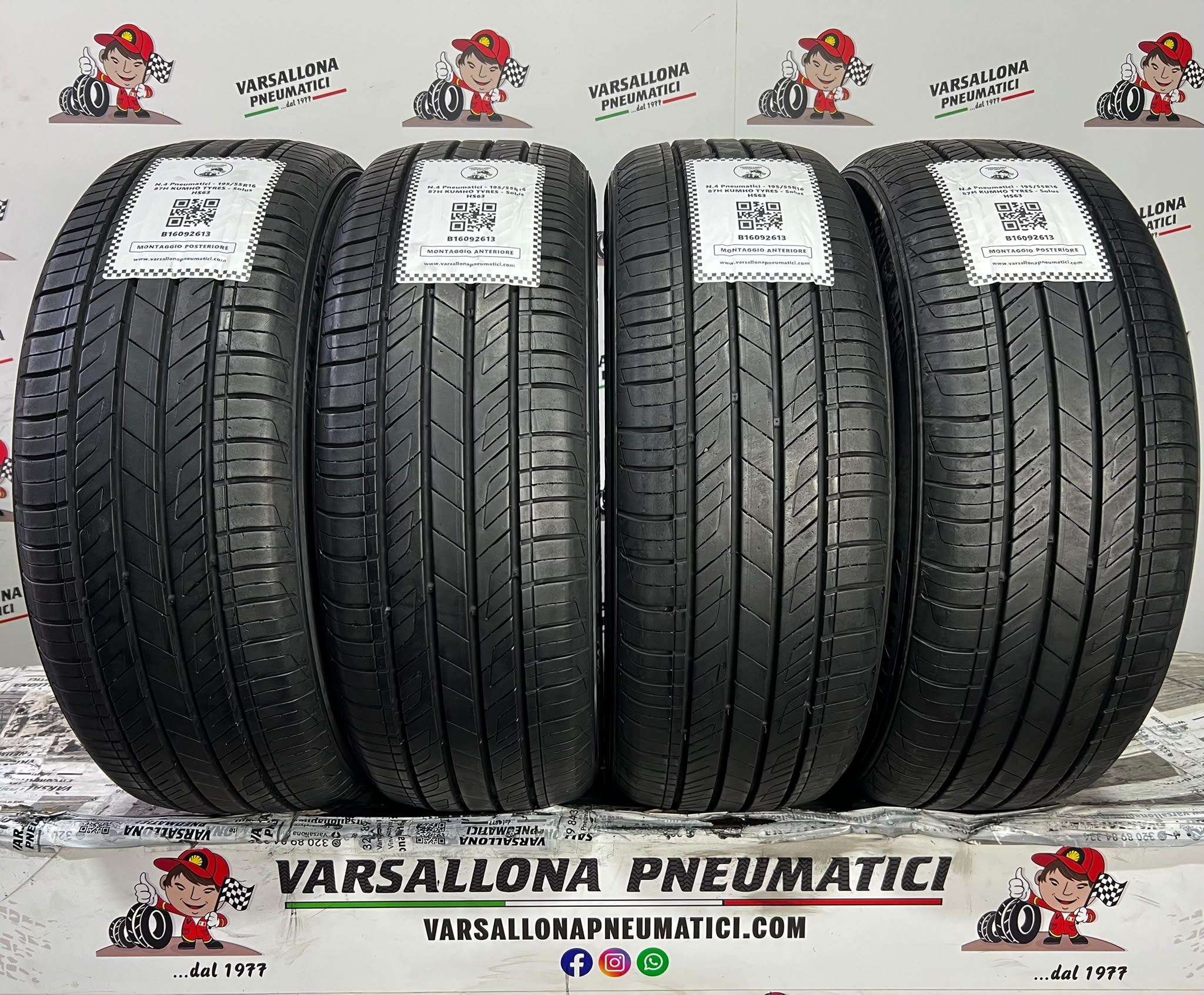 N.4 Pneumatici - 195/55R16 87H KUMHO TYRES - Solus HS63