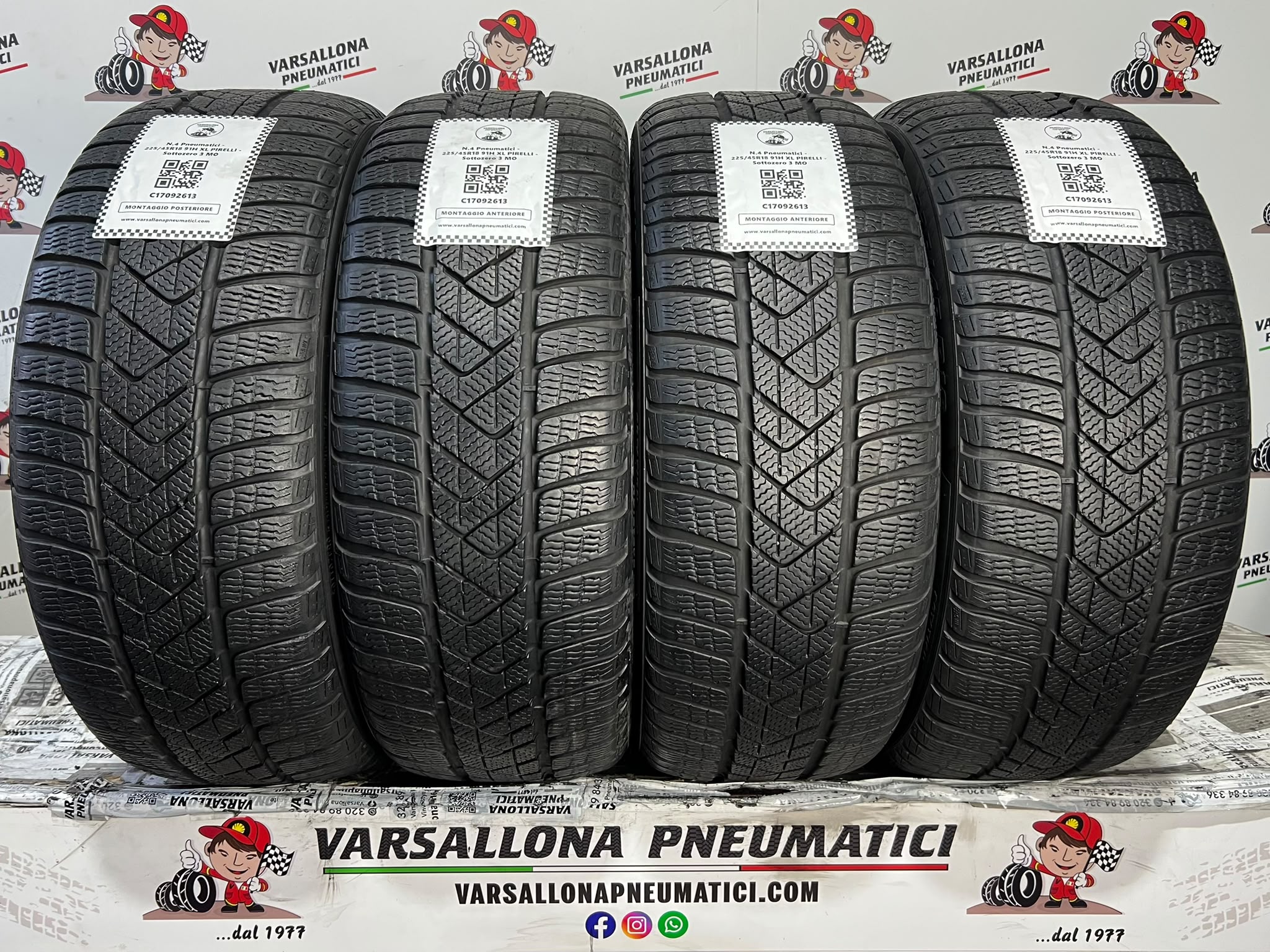 N.4 Pneumatici - 225/45R18 91H XL PIRELLI - Sottozero 3 Winter MO