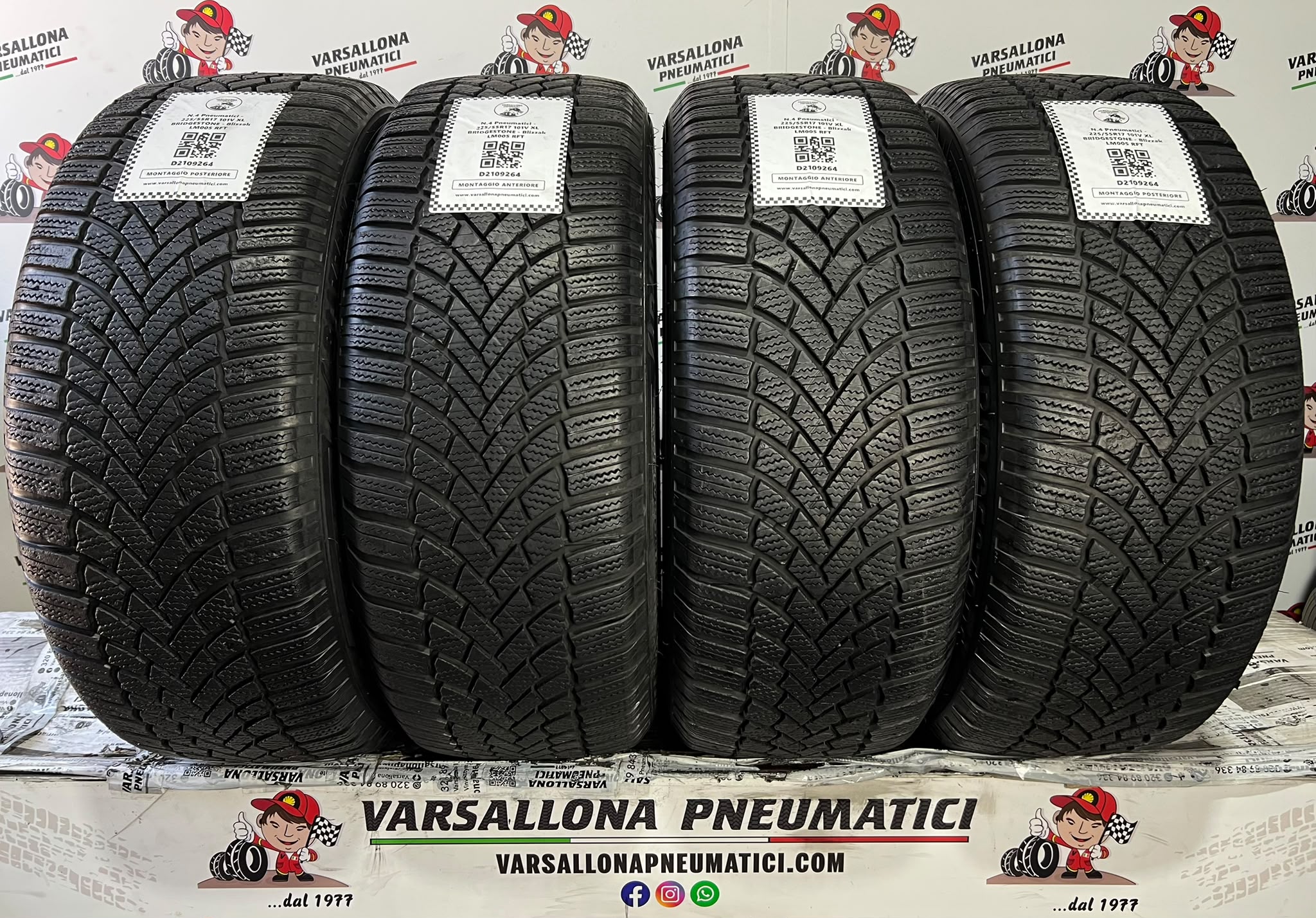 N.4 Pneumatici - 225/55R17 101V XL BRIDGESTONE - Blizzak LM005 RFT