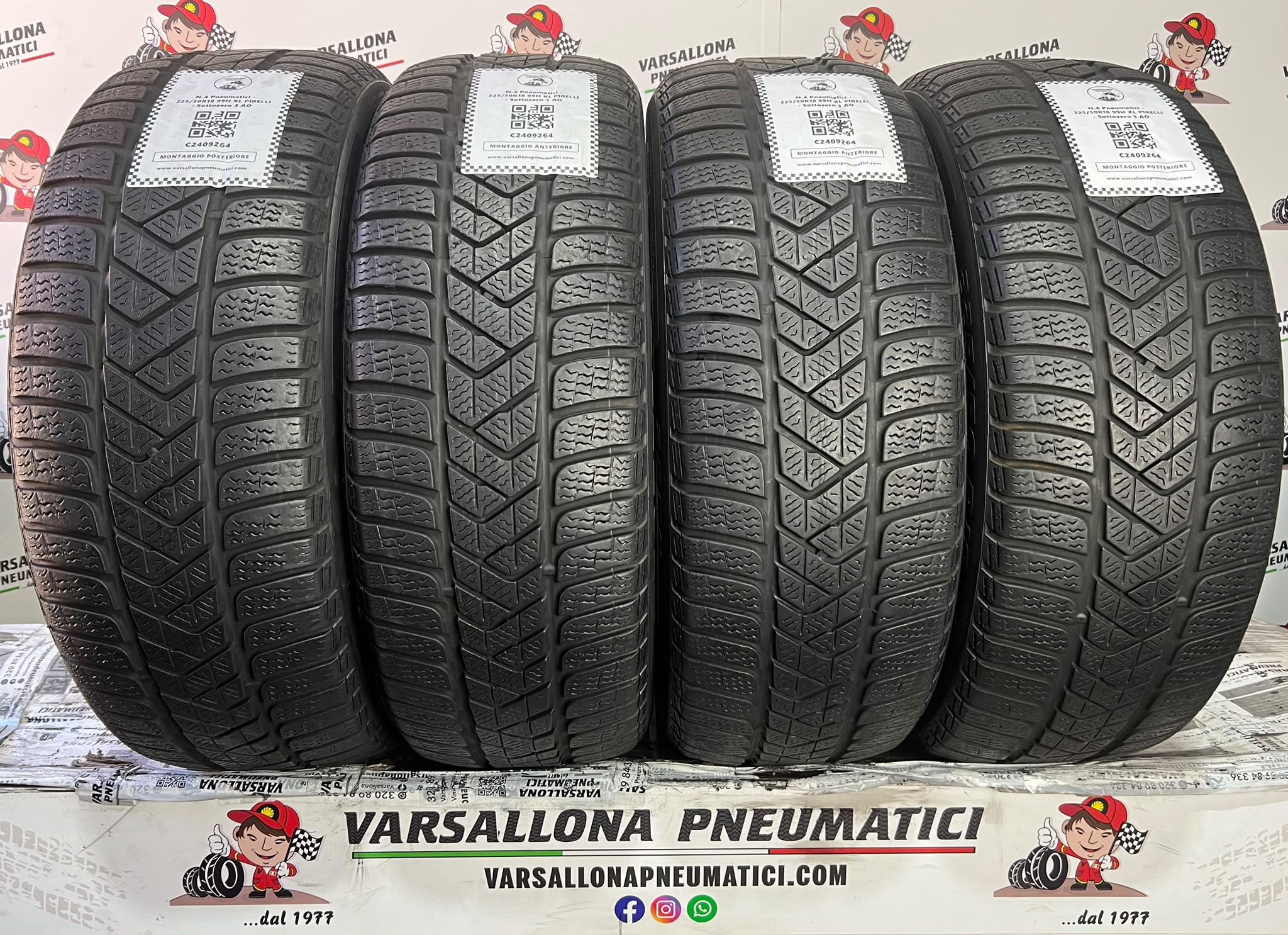 N.4 Pneumatici - 225/50R18 99H XL PIRELLI - Sottozero 3 Winter AO