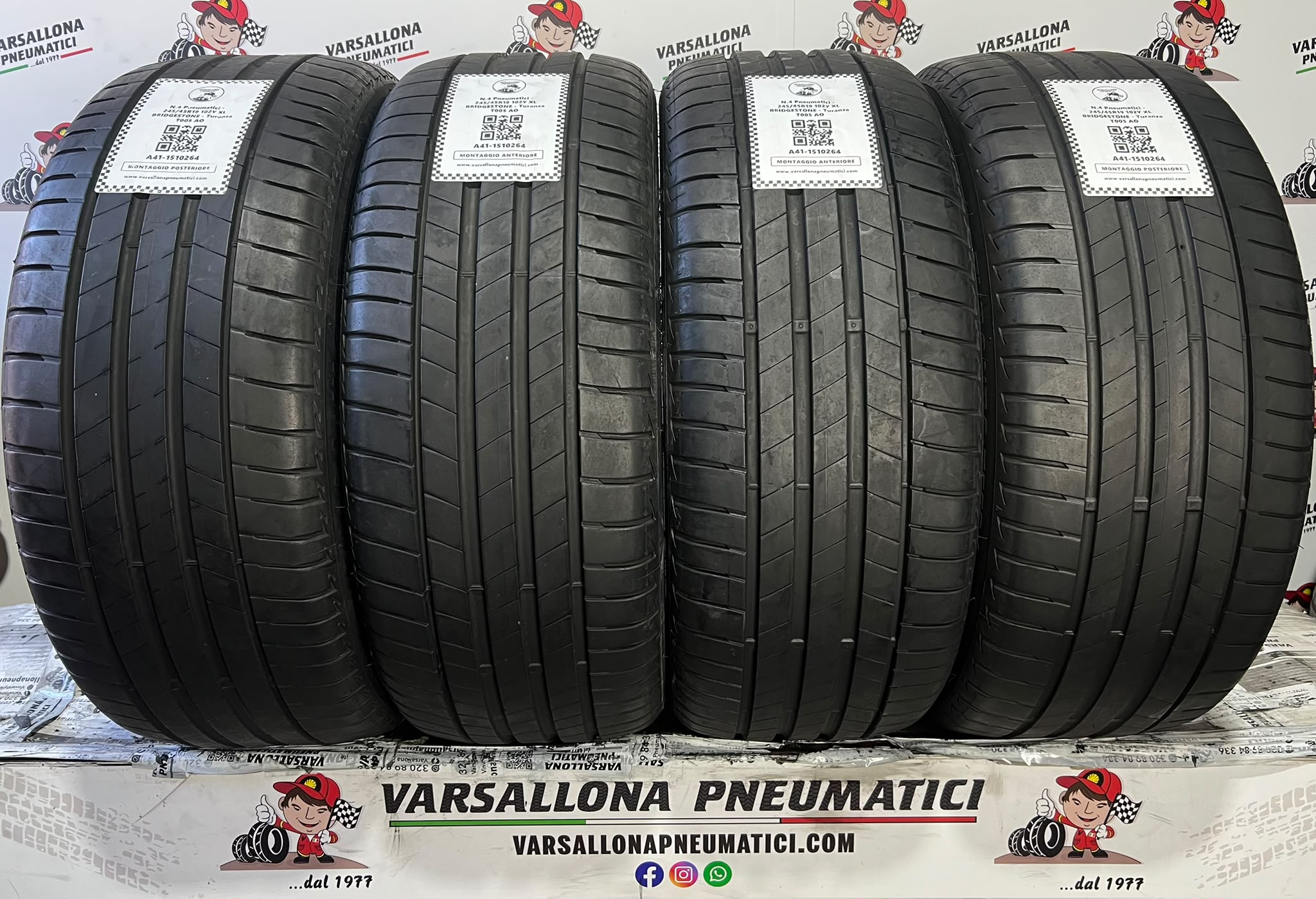 N.4 Pneumatici - 245/45R19 102Y XL BRIDGESTONE - Turanza T005 AO